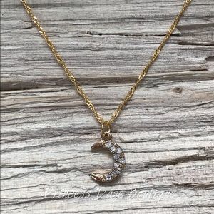 Gold Diamond‎ Moon Necklace
